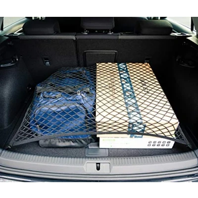 Abbildung von Vicera Gepäcknetz 100x80 cm Kofferraumnetz fürs große Autos SUV Kombi Bus Wohnmobil mit massiven Haken Auto Netz Organizer &amp; Sicherung für den Kofferraum