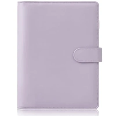Abbildung von HAUTOCO A5 Binder, 6 Loch Ringbuch Abdeckung, Nachfüllbar Budget PU Leder Notizbuch Planer Organizer Binder für Büro Schule (ohne Innenpapier), Lila