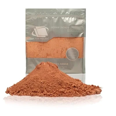 Abbildung von GLASS POLISH 500g Cerium Oxide, Ceroxid Hochkörniges Glaspolierpulver für professionelles Glaspolieren, Hohe Qualität Glaspoliermittel, Verbesserte Formel, TREO 85%, 3,5 Mikron, Braun GP90009