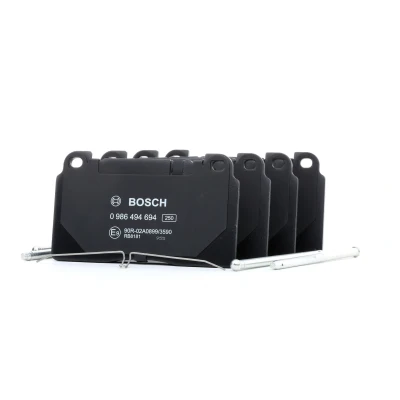 Abbildung von BOSCH 0 986 494 694 Bremsbelagsatz Low Metallic mit Anti Quietsch Blech Feder AUDI: A6 C7 Avant, Saloon, Q5, PORSCHE: Macan