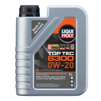 Abbildung von Liqui Moly Top Tec 6300 0W 20 1l Motoröl 21210 MAZDA: CX 5 I, 3 Hatchback, 6 Estate, MERCEDES BENZ: C Class Saloon, T modell, E Saloon