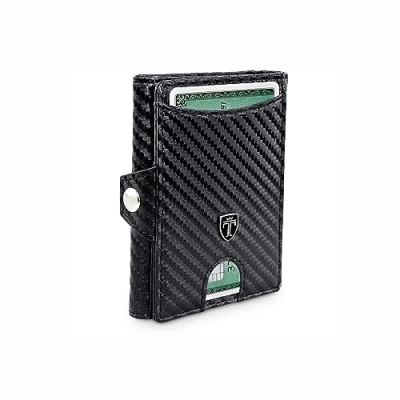 Abbildung von TRAVANDO Slim Wallet mit Geldklammer und Münzfach Mini Geldbörse Herren Klein Kartenetui, RFID Geldbeutel Männer Kreditkartenetui, Portemonnaie for Men, Damen, Portmonai Portmonaise Geldtasche