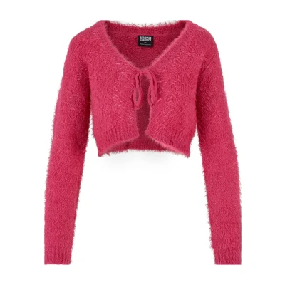 Abbildung von Urban Classics TIED Cropped Strickjacke, Damen, Größe: XS, Hibiskuspink