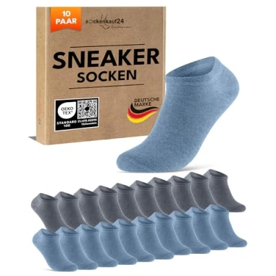 Abbildung von 10 Paar Sneaker Socken Herren Damen Baumwolle Komfortbund ohne Naht 70102T WP (Jeansblau 39 42)