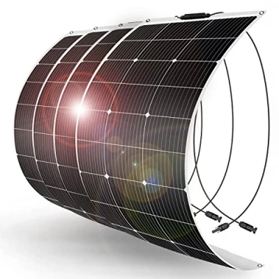 Abbildung von DOKIO 4PC Solarpanel Flexibel 100W 18V Monokristallin Solarmodul 400W für 12V Kfz Batterie, AGM, Gelbatterie ideal Wohnmobil, Camping, Gartenhaus