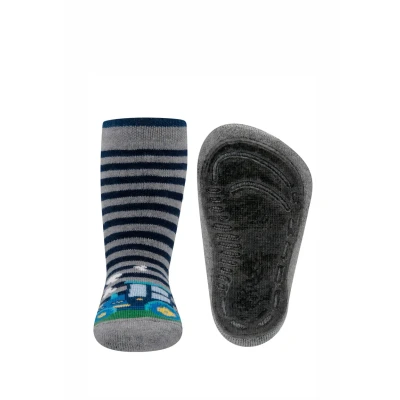 Abbildung von EWERS Stoppersocken Trecker, Socken mit Antirutschsohle für Jungen, Anti Rutsch Gummisohle, MADE IN GERMANY, 1 Paar rutschfeste Kindersocken Jungs, Größe 18 19