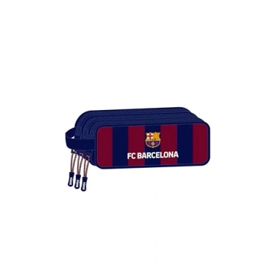 Abbildung von Safta F.C. Barcelona Federmäppchen mit 3 Reißverschlüssen, für Kinder, ideal Kinder von 5 bis 14 Jahren, bequem und vielseitig, Qualität Widerstandsfähigkeit, 21 x 7 8,5 cm,