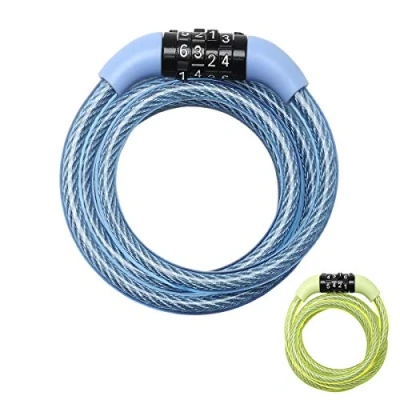 Abbildung von MASTER LOCK Fahrradschloss Kabelschloss [Zahlenschloss] [1,2 m Stahlkabel] [Wetterfest] [Zufällige Farbe] 8143EURDPROCOL Ideal für Fahrräder, Elektrisches Fahrradectric, Skateboards, Kinderwagen