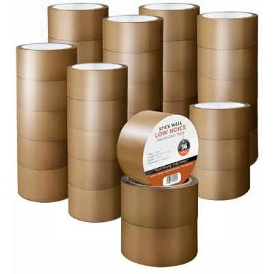 Abbildung von K MART Verpackungsklebeband, Industrie Paketklebebandrollen, geräuscharm 48 mm x 66 m, sicheres, braunes Klebeband für Kartonverpackungen, Umzugskartons, starkes Packband den Umzug (36 Rollen)