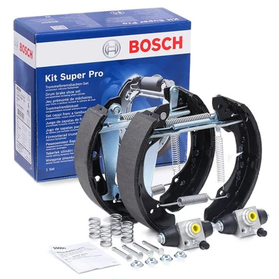 Abbildung von BOSCH 0 204 114 546 Bremsensatz, Trommelbremse mit Zubehör, Radbremszylinder VOLKSWAGEN: Polo IV Hatchback, GOLF 2, III Hatchback kfzteile,