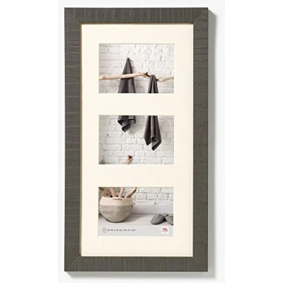 Abbildung von walther design Bilderrahmen grau 3x 10x15 cm Galerie mit Passepartout, Home Holzrahmen HO315D