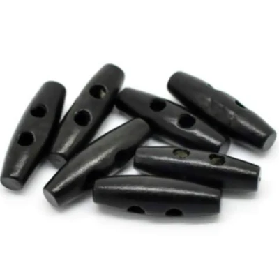 Abbildung von CansyY 20 Stück edle Holzknöpfe Knebelknöpfe oval 3,5 x 1,1 cm schwarz Knebel 2 Löcher längliche Knöpfe zum annähen nähen und basteln Jackenknöpfe Mantelknöpfe