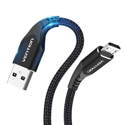 Abbildung von VENTION Micro USB Kabel, 1M Nylon Ladekabel High Speed Android Handy für Samsung Galaxy S7/ S6/ S4/ J7/ J5/ Note 5, Huawei P Smart, Redmi, Nokia, PS4 Pro, Kindle, Wiko, Motorola, Schwarz