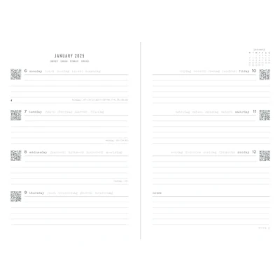 Abbildung von Letts of London Raw Terminplaner 2025, A6, Wochenansicht, Senf