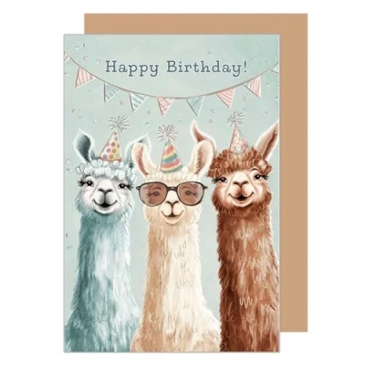 Abbildung von Edition Seidel Premium Geburtstagskarte mit Umschlag. Glückwunschkarte Grußkarte Karte Spruch Geburtstag Happy Birthday Mann Frau Kind Lamas (G3630 SW024)