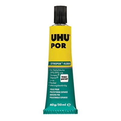 Abbildung von UHU POR, Tube, Schnell anziehender Spezialklebstoff zum Kleben von Polystyrol Hartschaum, 40g