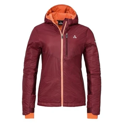 Abbildung von Schöffel Damen Ins Hybrid Black Raven L, leichte MTB Jacke mit 4 D Body Mapping, atmungsaktive, wärmende Fahrradjacke fixer Kapuze, Taschen, dark burgundy, 40
