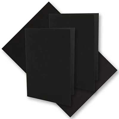 Abbildung von 25x schwarzes Vintage Kraftpapier Falt Karten 210 x 148 mm DIN A5 Schwarz Recycling 220 g blanko Klapp UmWelt by GUSTAV NEUSER