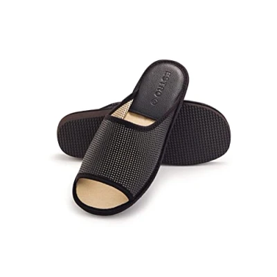 Abbildung von ESTRO Slipper Herren Sommer Hausschuhe Offene Leder Männer Pantoffeln Pantoletten F19 (Dunkelbraun F19, 44 EU)