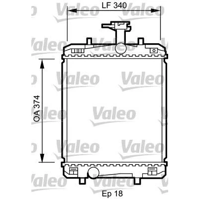 Abbildung von VALEO 735072 Kühler, Motorkühlung Aluminium 375 328 16 ohne Kühlmittelregler Kühlrippen gelötet CITROËN: C1 I, PEUGEOT: 107 Hatchback