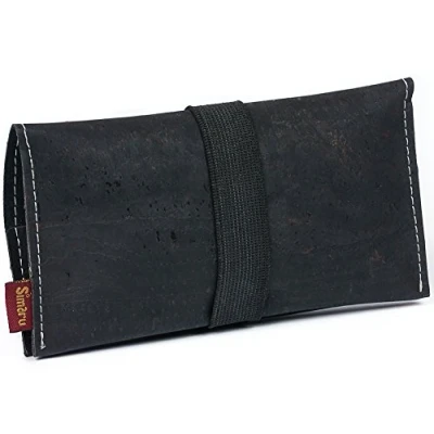 Abbildung von Simaru Tabaktasche Drehertasche aus stabilem Kork, ideal für deinen Drehtabak/Tabak, Tabakbeutel BZW. Tasche in vielen Farben erhältlich, Tabaketui Herren und Damen (schwarz)