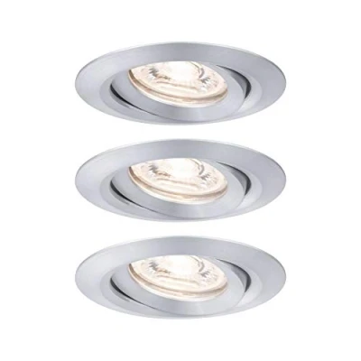 Abbildung von Paulmann 94297 Nova Mini LED Einbauleuchte Coin 3er Set rund schwenkbar 3x4W Deckeneinbaustrahler Alu gedreht Aluminium Warmweiß 2700K
