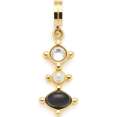 Abbildung von JEWELS BY LEONARDO Anhänger Clip &amp; Mix Adelia, Ketten aus goldfarbenem Edelstahl, klarer Glasstein, weiße Imitationsperle und schwarzer Onyx, Schmuck Geschenk für Frauen, 024427