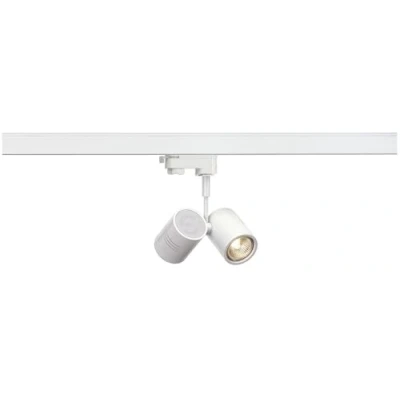 Abbildung von SLV BIMA LED Strahler 3 Phasen, Dreh und schwenkbarer Schienen Strahler, Deckenleuchte, Schienensystem, Innenbeleuchtung Zweiflammig, 2xGU10, weiß matt, inkl. 3Phasen Adapter