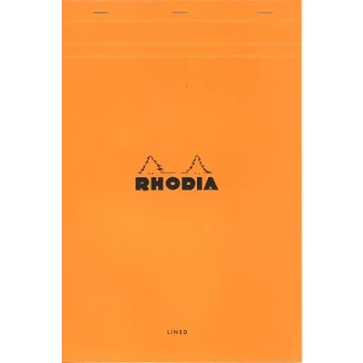 Abbildung von Rhodia 19600C Notizblock N19 (DIN A4+, 21 x 31,8 cm, mikroperforiert, liniert mit Rand, 80 Blatt) 1 Stück orange