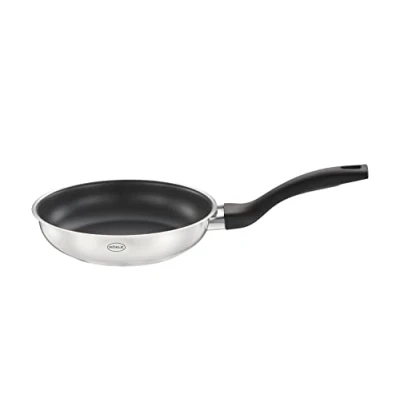 Abbildung von RÖSLE Basic Line Bratpfanne Ø 20 cm, Universalpfanne mit Antihaftversiegelung ProPlex, Edelstahl 18/10, induktions und spülmaschinengeeignet, Silberfarben / Schwarz