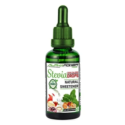 Abbildung von ALPHAPOWER FOOD Original pur Stevia Zucker Drops ohne Kalorien flüssige alternative zu Pulver, Tabs, Streusüße I natürlicher Süßstoff 1x50ml