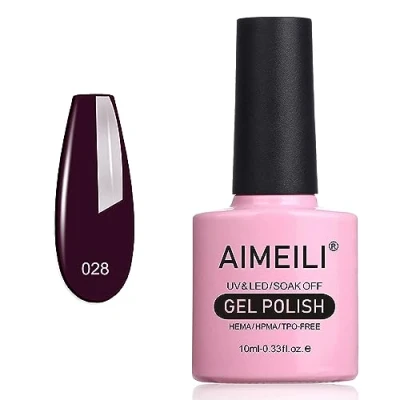 Abbildung von AIMEILI UV LED Gellack ablösbarer Gel Nagellack Nail Polish Burgundy Plum Dark Purple (028) 10ml
