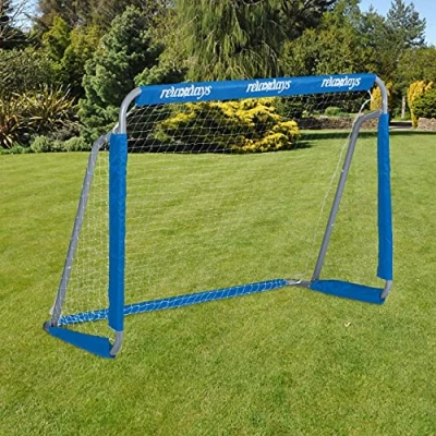 Abbildung von Relaxdays Jungen Fußballtor Fu balltor für Garten Tor Kinder Erwachsene Metall mit Tornetz HBT 110 x 15, grau/blau, 1 St ck EU
