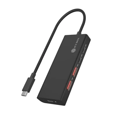 Abbildung von ICY BOX USB 3.2 Gen 2 HUB (10 Gbit/s), 4 x (2 A &amp; C), 100 W Power Delivery, Aluminium, Includes 30 cm Cable, IB HUB1436 CPD