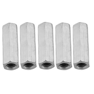Abbildung von 5 stücke Lange Sechskantmutter Stange Kupplungsmutter Gewindebefestigungen Verzinktem Kohlenstoffstahl Verbindungskappe Gelenkmutter M12(M12 *50 15mm)