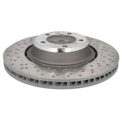 Abbildung von SHW Performance Bremsscheibe Hinterachse links 30mm innenbelüftet, zweiteilige Bremsscheibe, gelocht/genoppt beschichtet hochgekohlt PRL41987