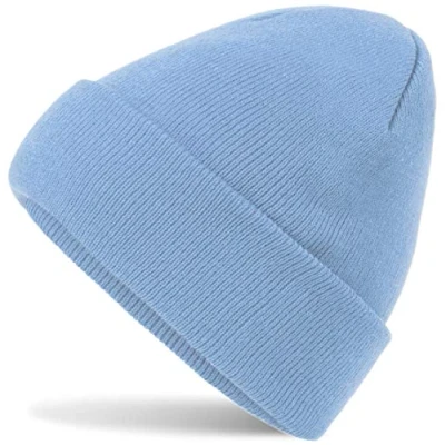 Abbildung von Hatsatar Damen Herren Strickmütze Beanie Mütze Winter Feinstrick für Unisex Bündchenmützen Weich &amp; Warm, Blue Sky, Medium