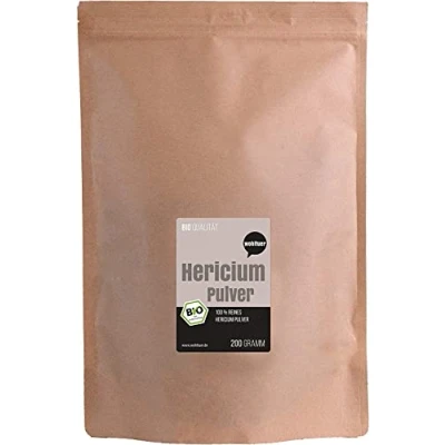 Abbildung von Wohltuer Bio Hericium Pulver 200g in Rohkostqualität und aus fairem Handel I Wildsammlung!