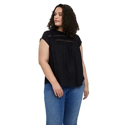Abbildung von Vero Moda Curve Vmdebbie Pleat Tshirt print, Damen, Größe: 52, Black