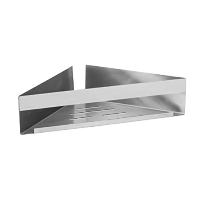 Abbildung von WENKO Turbo Loc Eckablage Genova Matt, Bad Ablage aus mattem, hochwertigem Edelstahl zum Befestigen ohne Bohren mit Klebepad System, dekorative Aufbewahrung von Pflegeprodukten, 36 x 8 17 cm
