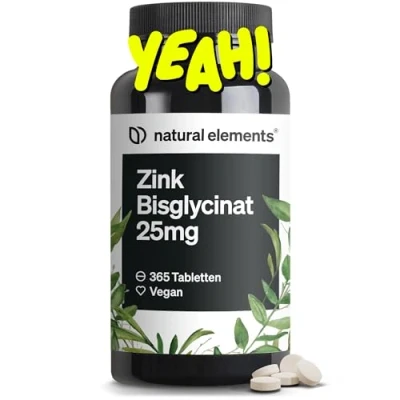 Abbildung von Zink 25mg 365 Tabletten gut verträgliches Zinkbisglycinat (Zink Chelat) vegan, hochdosiert, ohne unnötige Zusätze in Deutschland produziert &amp; laborgeprüft