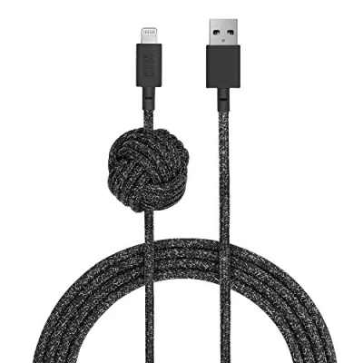 Abbildung von Native Union Night Cable 3M Ultra Starkes Umflochtenes [MFi Zertifiziert] Lightning auf USB A Daten &amp; Ladekabel mit Beschwertem Knoten (Cosmos)
