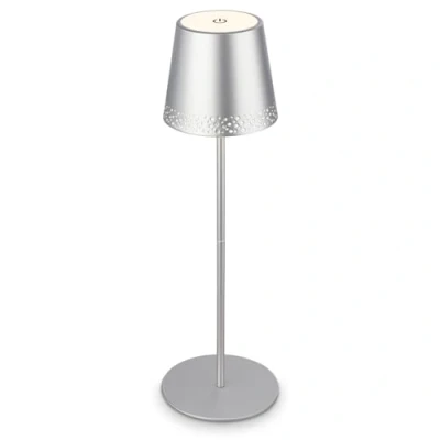 Abbildung von BRILONER LED Akku Tischleuchte 2 in 1, Stufenweise Dimmbar, Touch, Mobiles Licht, Tischlampe Aussen, kabellos, Chrom Matt