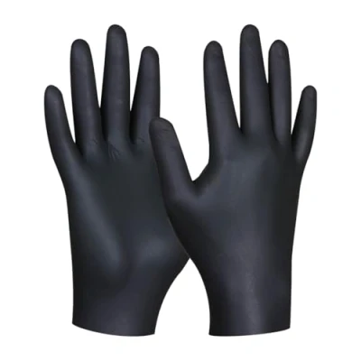 Abbildung von Gebol Black Nitril Ultra Strong puderfrei 80 Stück Größe XL (Gr 10) Premium Einweghandschuhe mit perfekter Passform wasserfeste, praktische &amp; langlebige Nitrilhandschuhe für Herren schwarz