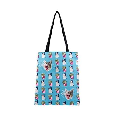 Abbildung von Oh My Pop! Angry Cat Shopping Bag Einkaufstasche, Türkis