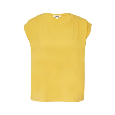 Abbildung von s.Oliver VERKÜRZTES MIT Faltendetails Tshirt print, Damen, Größe: 46, Zitrone