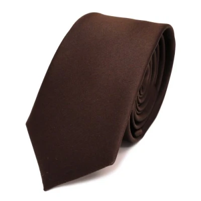 Abbildung von TigerTie Herren Krawatte 6 cm schmale Satin Tie in braun dunkelbraun schokoladenbraun einfarbig uni Business, festliche Veranstaltungen und Freizeit