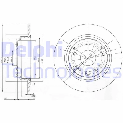 Abbildung von DELPHI BG4095 Bremsscheibe 282 9 5 voll geölt unbehandelt ohne Radlager, ABS Sensorring HONDA: Accord 7 Tourer