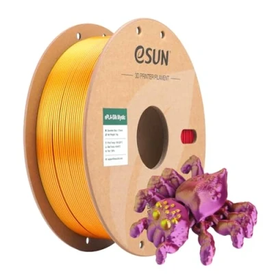 Abbildung von eSUN Silk Tri Colors PLA Filament 1.75mm, Silky Co Extrusion 3D Drucker PLA, 1KG Spule Mystic für Drucker, Rot Gold Violett