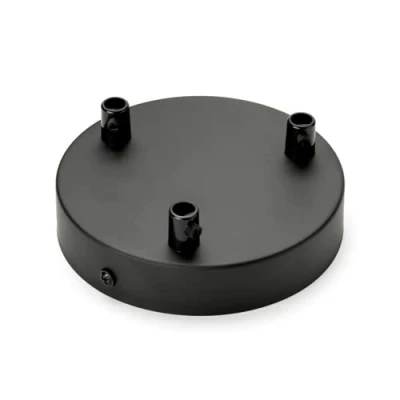 Abbildung von Baldachin mit 3 Kabelauslässen Abdeckung (Ø 120 mm), Deckenbaldachin für Hängeleuchte, Metall, schwarz